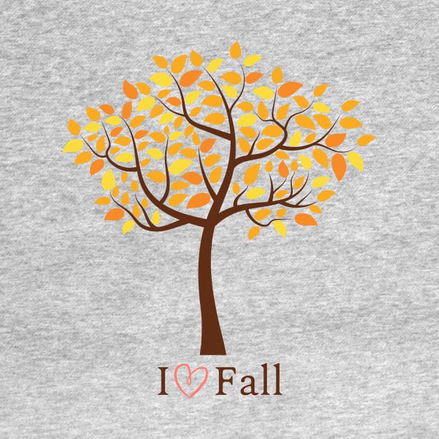 I Love Fall Autumn Design by Ken Adams Store